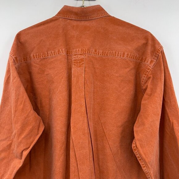 LL Bean Mens Large Regular Long Sleeve Button Up Rust Orange Shirt - Picture 5 of 11